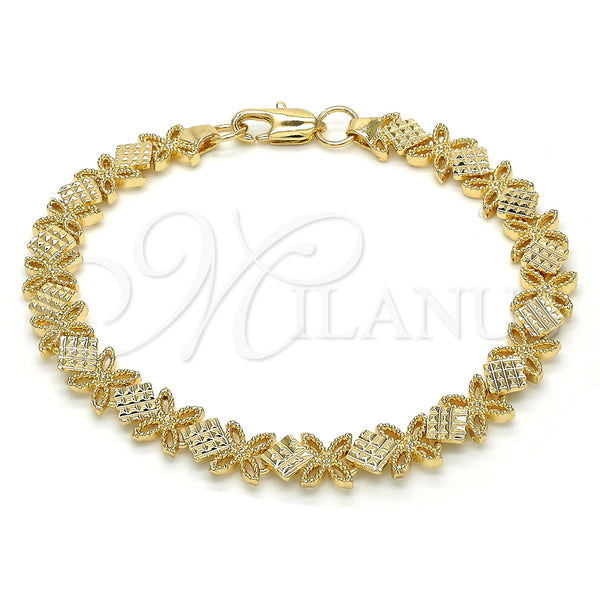 Gold Filled Bracelet — Fancy Bracelet Flower Design Diamond Cutting 03. 08 — main product view — SKU 122403 | Oro Laminado brazalete — elegante Bracelet flor diseño Diamond Cutting 03. 08 — SKU 122403