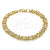 Oro Laminado Fancy Bracelet, Gold Filled Style Flower Design, Diamond Cutting Finish, Golden Finish, 03.100.0049.07 (08 MM Thickness, 7 Inches Length)