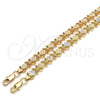 Oro Laminado Fancy Bracelet, Gold Filled Style Flower Design, Diamond Cutting Finish, Golden Finish, 03.100.0049.07 (08 MM Thickness, 7 Inches Length)