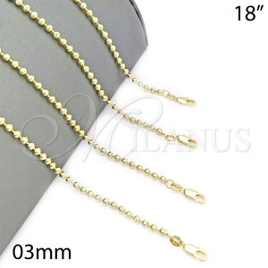Gold Filled Necklace — Basic Necklace Ball Design Diamond Cutting 04. 03 — main product view — SKU 122405 | Oro Laminado collar — básico Necklace Ball diseño Diamond Cutting 04. 03 — SKU 122405