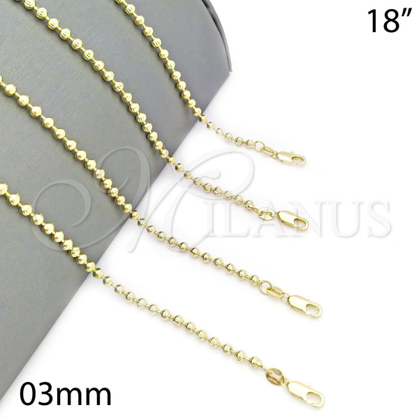 Gold Filled Necklace — Basic Necklace Ball Design Diamond Cutting 04. 03 — main product view — SKU 122405 | Oro Laminado collar — básico Necklace Ball diseño Diamond Cutting 04. 03 — SKU 122405