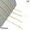 Oro Laminado Basic Necklace, Gold Filled Style Ball Design, Diamond Cutting Finish, Golden Finish, 04.213.0137.18 (03 MM Thickness, 18 Inches Length)