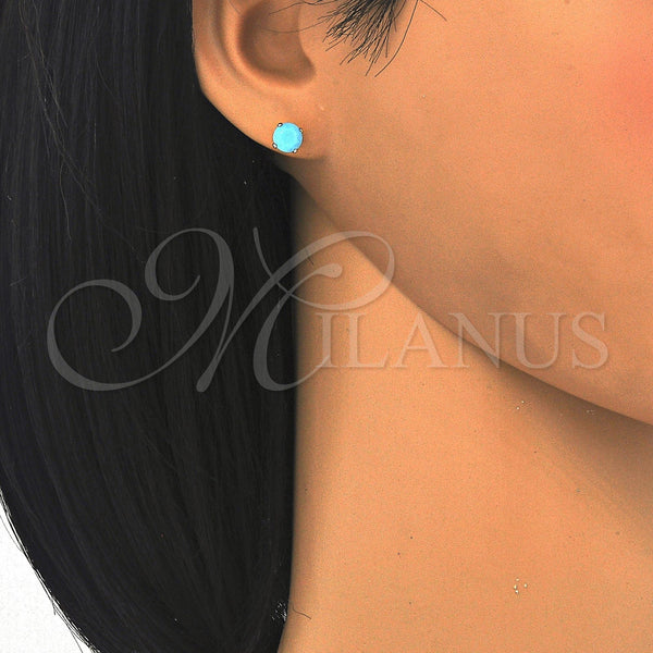 Gold Filled Ring — Stud Earring with Turquoise Cubic Zirconia Polished 5. — alternate product view — SKU 122449 | Oro Laminado anillo — Stud Earring with Turquoise Cubic Zirconia pulido 5. — SKU 122449