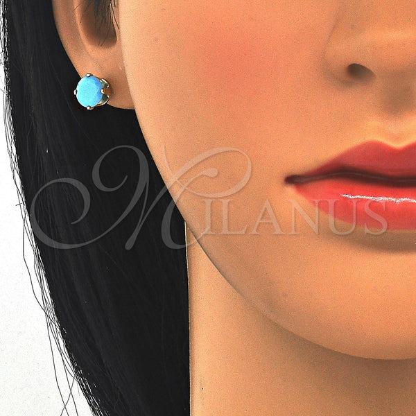 Gold Filled Ring — Stud Earring with Turquoise Cubic Zirconia Polished 5. — alternate product view — SKU 122450 | Oro Laminado anillo — Stud Earring with Turquoise Cubic Zirconia pulido 5. — SKU 122450