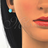 Oro Laminado Stud Earring, Gold Filled Style with Turquoise Cubic Zirconia, Polished, Golden Finish, 5.128.165.1