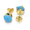 Oro Laminado Stud Earring, Gold Filled Style with Turquoise Cubic Zirconia, Polished, Golden Finish, 5.128.165.1