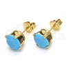 Oro Laminado Stud Earring, Gold Filled Style with Turquoise Cubic Zirconia, Polished, Golden Finish, 5.128.165.1