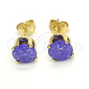 Oro Laminado Stud Earring, Gold Filled Style with Amethyst Cubic Zirconia, Polished, Golden Finish, 5.128.166 for wholesale, additional product view 4