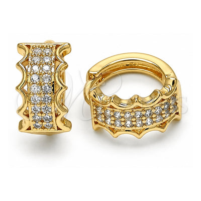Oro Laminado Small Hoop, Gold Filled Style with White Cubic Zirconia, Polished, Golden Finish, 02.210.0141.15
