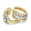 Oro Laminado Huggie Hoop, Gold Filled Style with White Cubic Zirconia, Polished, Two Tone, 02.210.0142.15