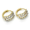 Oro Laminado Huggie Hoop, Gold Filled Style with White Cubic Zirconia, Polished, Two Tone, 02.210.0142.15