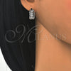 Rhodium Gold Filled Huggie Hoop, with White Cubic Zirconia, Polished, Rhodium Finish, 02.210.0142.1.15
