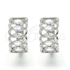 Rhodium Gold Filled Huggie Hoop, with White Cubic Zirconia, Polished, Rhodium Finish, 02.210.0142.1.15