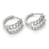 Rhodium Gold Filled Huggie Hoop, with White Cubic Zirconia, Polished, Rhodium Finish, 02.210.0142.1.15