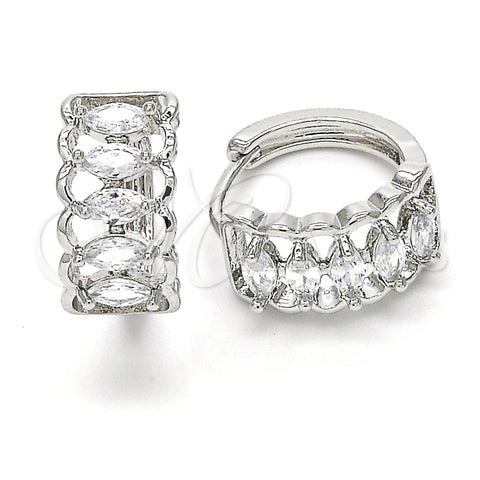 Rhodium Gold Filled Huggie Hoop, with White Cubic Zirconia, Polished, Rhodium Finish, 02.210.0142.1.15