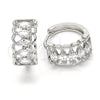 Rhodium Gold Filled Huggie Hoop, with White Cubic Zirconia, Polished, Rhodium Finish, 02.210.0142.1.15