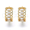 Oro Laminado Huggie Hoop, Gold Filled Style with White Cubic Zirconia, Polished, Golden Finish, 02.210.0142.2.15