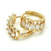Oro Laminado Huggie Hoop, Gold Filled Style with White Cubic Zirconia, Polished, Golden Finish, 02.210.0142.2.15
