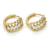 Oro Laminado Huggie Hoop, Gold Filled Style with White Cubic Zirconia, Polished, Golden Finish, 02.210.0142.2.15