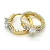 Oro Laminado Huggie Hoop, Gold Filled Style Baguette Design, with White Cubic Zirconia, Polished, Two Tone, 02.210.0143.15