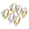 Oro Laminado Huggie Hoop, Gold Filled Style Baguette Design, with White Cubic Zirconia, Polished, Two Tone, 02.210.0143.15