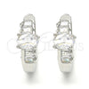 Rhodium Gold Filled Huggie Hoop, Baguette Design, with White Cubic Zirconia, Polished, Rhodium Finish, 02.210.0143.1.15