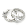 Rhodium Gold Filled Huggie Hoop, Baguette Design, with White Cubic Zirconia, Polished, Rhodium Finish, 02.210.0143.1.15
