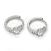 Rhodium Gold Filled Huggie Hoop, Baguette Design, with White Cubic Zirconia, Polished, Rhodium Finish, 02.210.0143.1.15