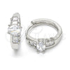 Rhodium Gold Filled Huggie Hoop, Baguette Design, with White Cubic Zirconia, Polished, Rhodium Finish, 02.210.0143.1.15