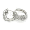 Rhodium Gold Filled Huggie Hoop, with White Cubic Zirconia, Polished, Rhodium Finish, 02.210.0150.1.20