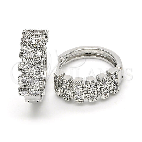 Rhodium Gold Filled Huggie Hoop, with White Cubic Zirconia, Polished, Rhodium Finish, 02.210.0150.1.20