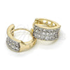 Oro Laminado Huggie Hoop, Gold Filled Style with White Cubic Zirconia, Polished, Two Tone, 02.210.0151.15