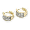 Oro Laminado Huggie Hoop, Gold Filled Style with White Cubic Zirconia, Polished, Two Tone, 02.210.0151.15