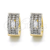 Oro Laminado Huggie Hoop, Gold Filled Style with White Cubic Zirconia, Polished, Two Tone, 02.210.0153.15