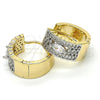 Oro Laminado Huggie Hoop, Gold Filled Style with White Cubic Zirconia, Polished, Two Tone, 02.210.0153.15