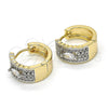 Oro Laminado Huggie Hoop, Gold Filled Style with White Cubic Zirconia, Polished, Two Tone, 02.210.0153.15