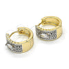 Oro Laminado Huggie Hoop, Gold Filled Style with White Cubic Zirconia, Polished, Two Tone, 02.210.0153.15