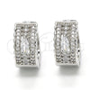 Rhodium Gold Filled Huggie Hoop, with White Cubic Zirconia, Polished, Rhodium Finish, 02.210.0153.1.15