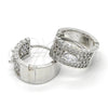 Rhodium Gold Filled Huggie Hoop, with White Cubic Zirconia, Polished, Rhodium Finish, 02.210.0153.1.15