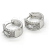 Rhodium Gold Filled Huggie Hoop, with White Cubic Zirconia, Polished, Rhodium Finish, 02.210.0153.1.15