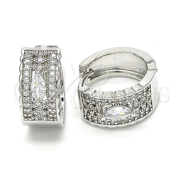 White Gold Filled Hoop Earrings — Huggie Hoop with White Cubic Zirconia Polished 02. — main product view — SKU 122471 | Oro Laminado Blanco aretes de aro — Huggie Hoop with blanco Cubic Zirconia pulido 02. — SKU 122471