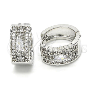 White Gold Filled Hoop Earrings — Huggie Hoop with White Cubic Zirconia Polished 02. — main product view — SKU 122471 | Oro Laminado Blanco aretes de aro — Huggie Hoop with blanco Cubic Zirconia pulido 02. — SKU 122471