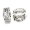 Rhodium Gold Filled Huggie Hoop, with White Cubic Zirconia, Polished, Rhodium Finish, 02.210.0153.1.15