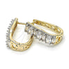 Oro Laminado Huggie Hoop, Gold Filled Style with White Cubic Zirconia, Polished, Two Tone, 02.267.0008.5.15