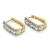 Oro Laminado Huggie Hoop, Gold Filled Style with White Cubic Zirconia, Polished, Two Tone, 02.267.0008.5.15