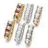 Oro Laminado Huggie Hoop, Gold Filled Style with White Cubic Zirconia, Polished, Two Tone, 02.267.0008.5.15