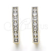 Oro Laminado Huggie Hoop, Gold Filled Style with White Cubic Zirconia, Polished, Two Tone, 02.210.0106.10.25