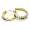 Oro Laminado Huggie Hoop, Gold Filled Style with White Cubic Zirconia, Polished, Two Tone, 02.210.0106.10.25