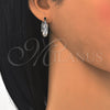 Rhodium Gold Filled Small Hoop, Baguette Design, with White Cubic Zirconia, Polished, Rhodium Finish, 02.99.0009.2.20
