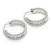 Rhodium Gold Filled Small Hoop, Baguette Design, with White Cubic Zirconia, Polished, Rhodium Finish, 02.99.0009.2.20